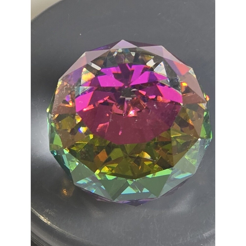 Vintage Swarovski 30mm Vitrail Medium Crystal Round Paperweight 7404 w SCS Case